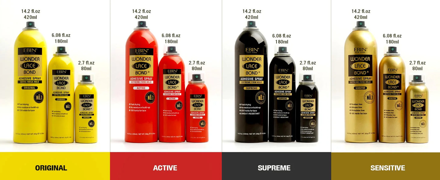 Ebin New York Wonder Lace Bond Adhesive Melting Spray Extreme Firm Hold Sensitive - Long Lasting Hold, Gentle on Skin