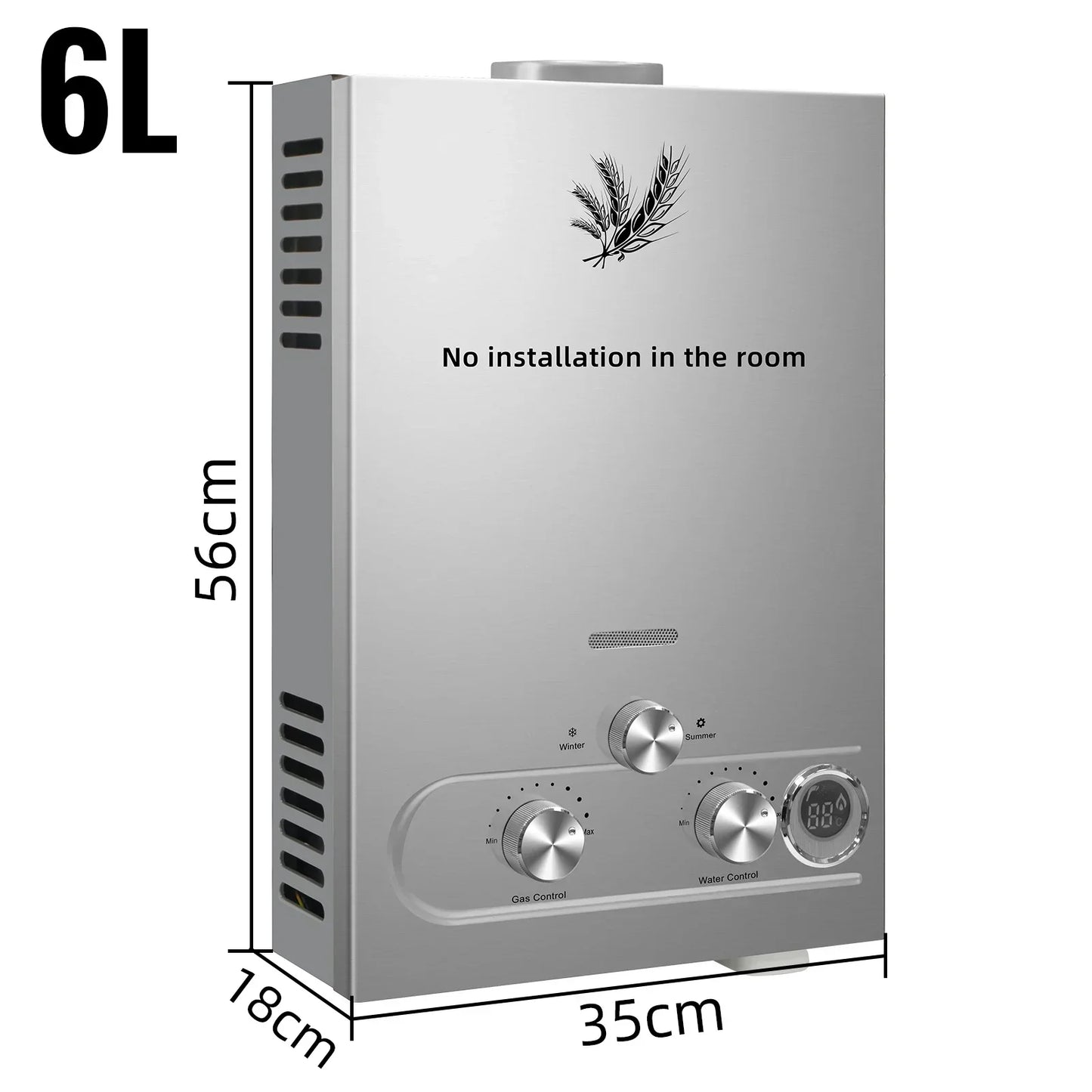 SIHAO LPG Water Heater 6L 8L 10L 12L 16L 18L Liquefied Petroleum Gas Water Heater Tankless Stainless Steel Boiler Outdoor