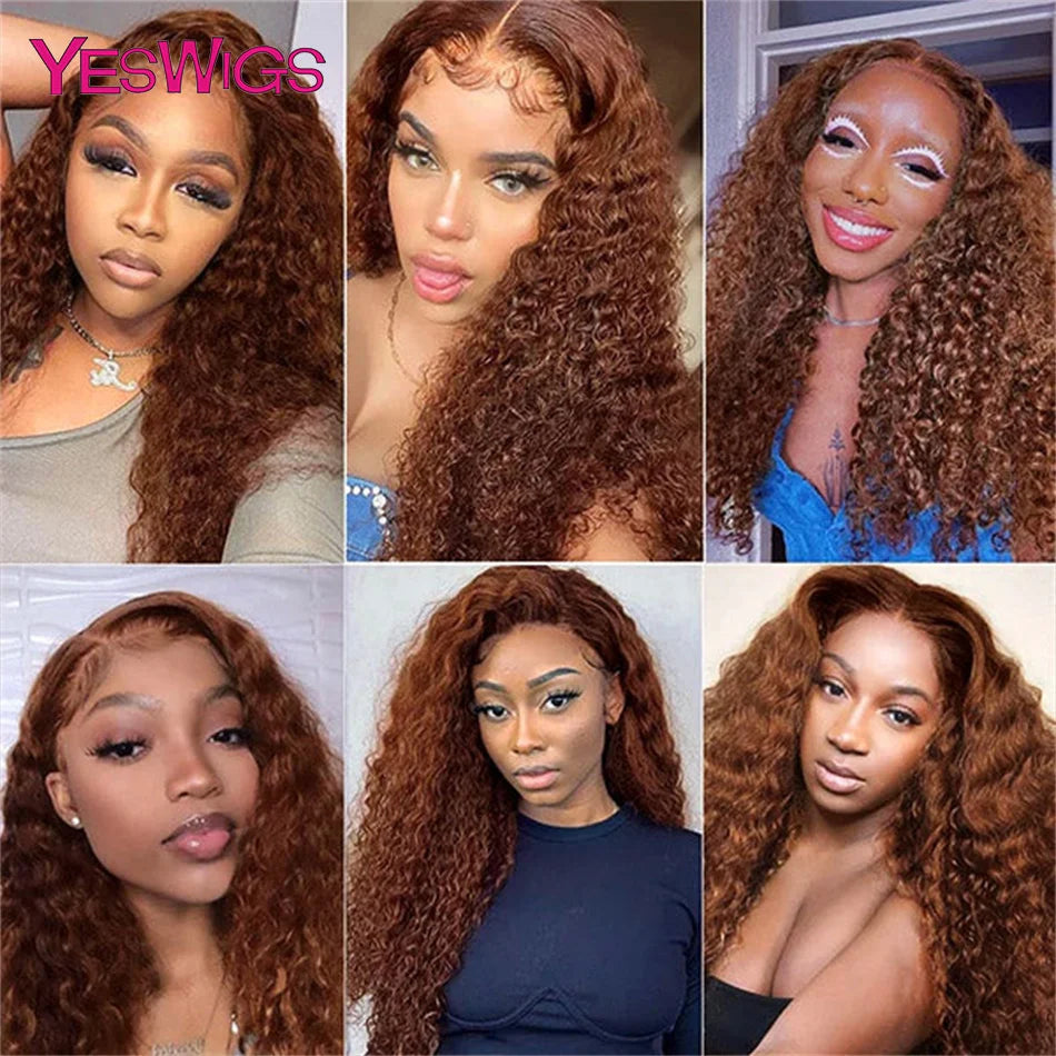 HD 13x6 Jerry Curly Chocolate Brown Lace Front Human Hair Wigs On Sale 13x4 Deep Wave Lace Frontal Wig Colored Human Hair Wigs