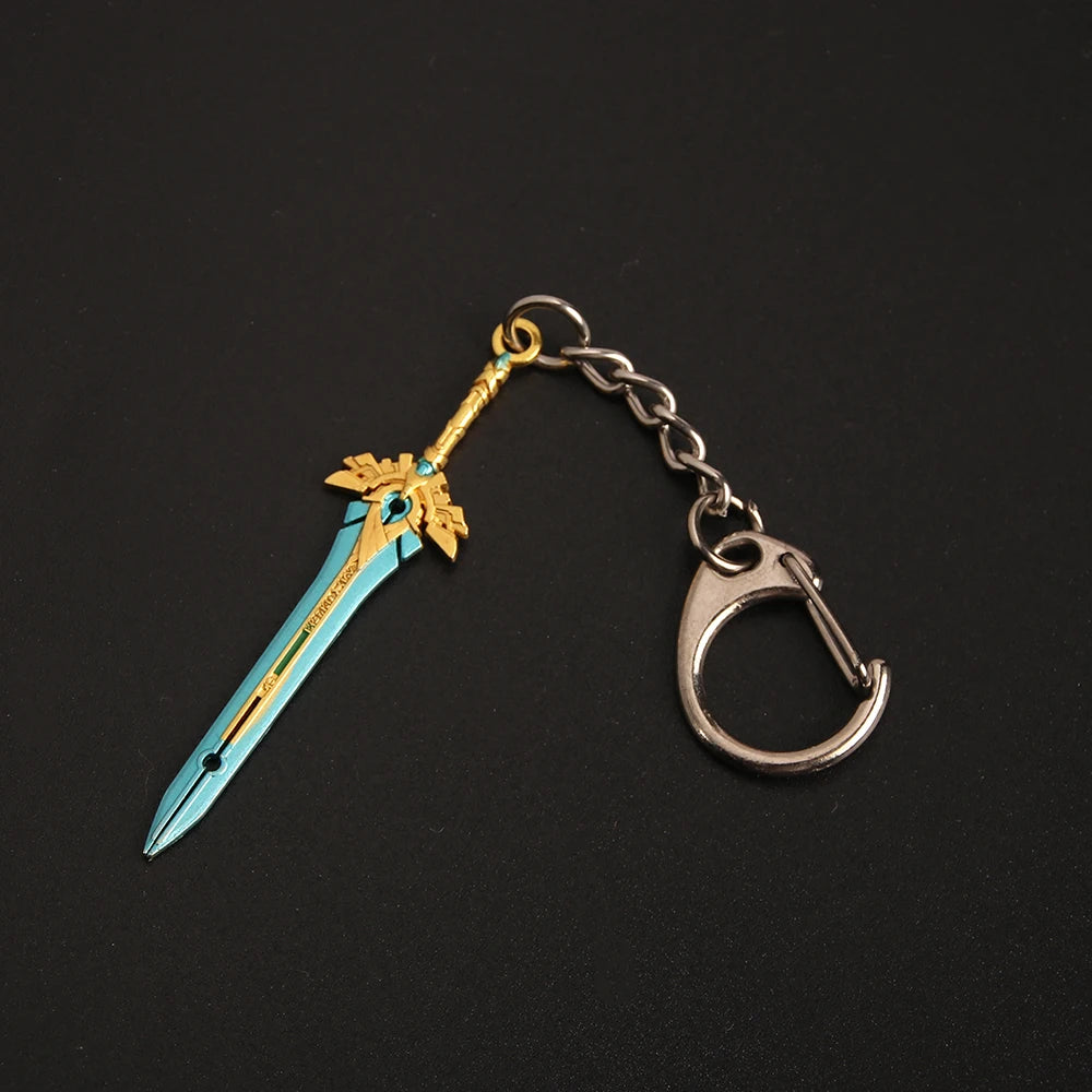 Game Sword Keychain Zhongli Venti Diluc Weapons Skyward Blade Key Chain Keyring Collections Jewelry Gift