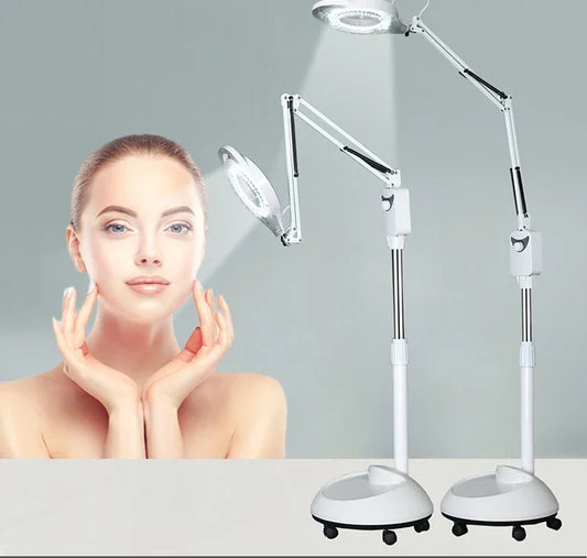 220v Large Standing Rotatable LED Illuminated Magnifier 5x Big Magnifying Glass With LED Lights Beauty Salon Nail Tattoo Loupe