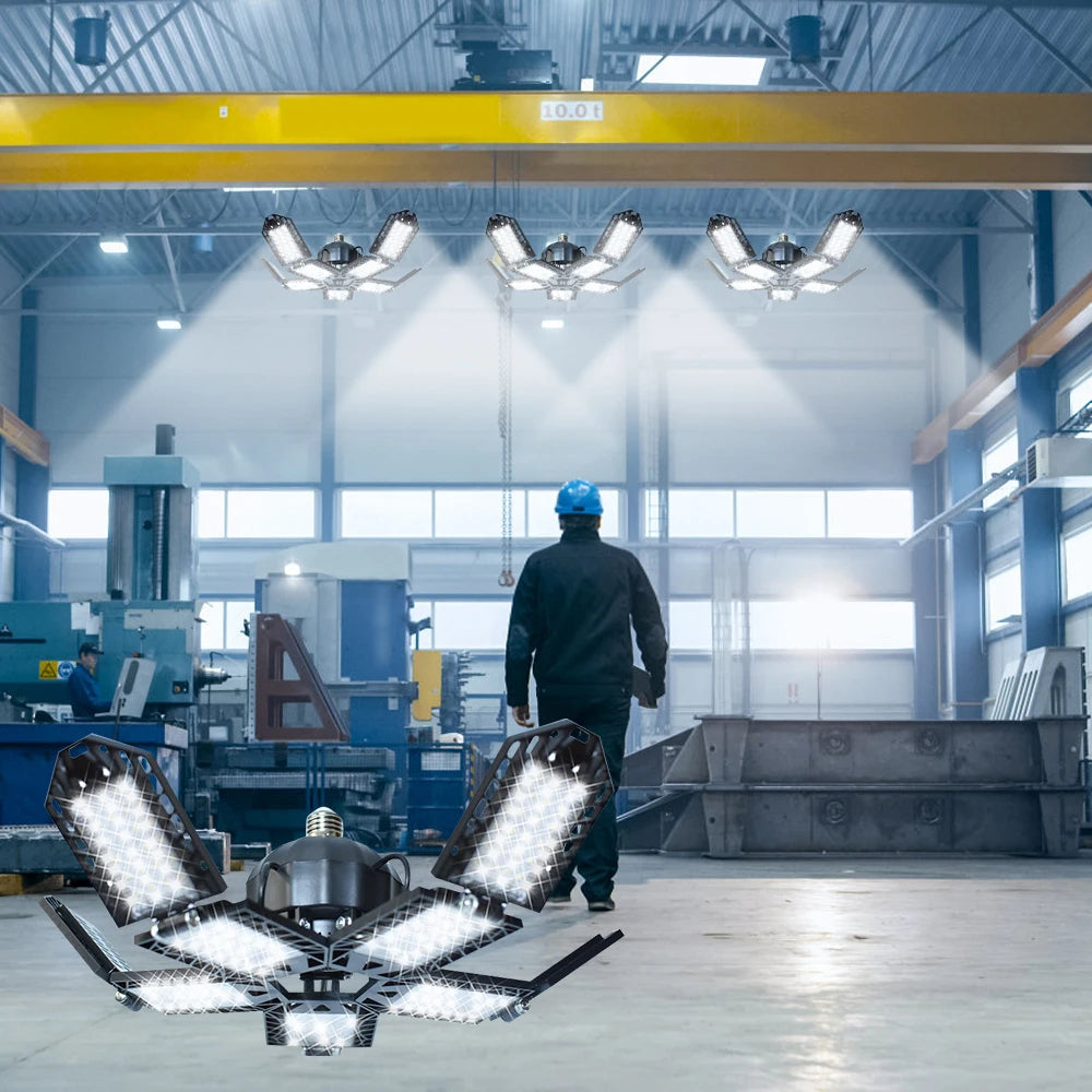 E27 LED Powerful Garage Lamp 180W Work Lights Foldable 15000 LM For Home Living Room Warehouse Garage Ceiling Industrial Light