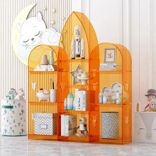 Children's Acrylic Bookshelf Rack Floor Combination Bookcase Display for Bathroom Living Room Food Safe Storage Unit for Storage