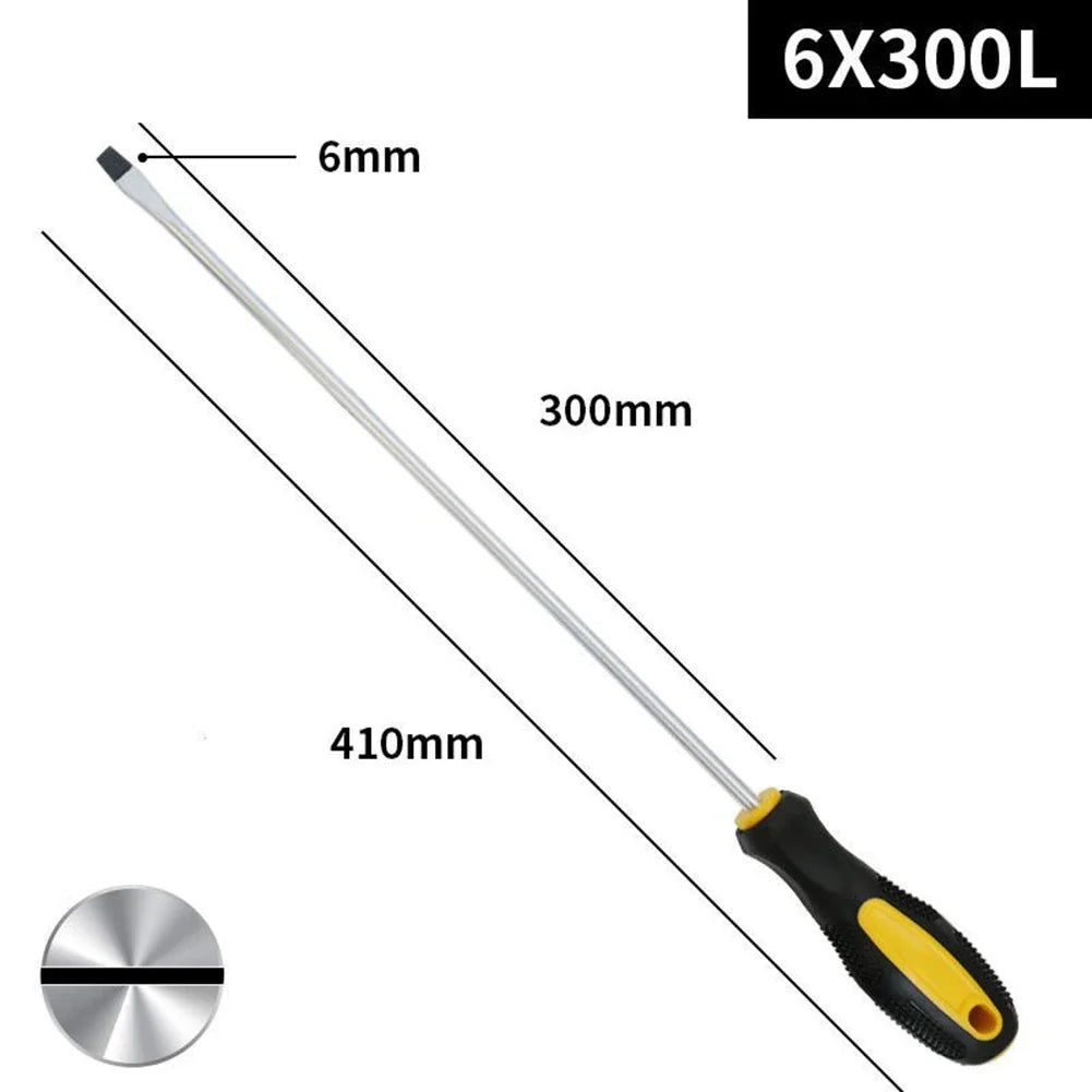 1/2pcs Extended Screwdriver Alloy Steel 12Inch Long Slotted Cross Screwdriver Magnetic Screwdriver With Rubber Handle