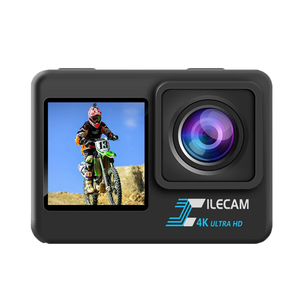 4K UHD Action Camera 1080P 30FPS 2.0 Inch IPS Screen Bicycle Video Recording Camera Anti-Shake Video Camera Dual Screen Display