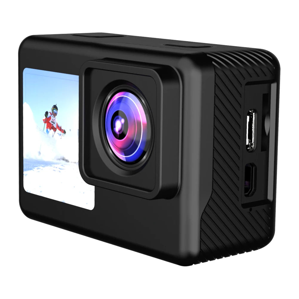 4K UHD Action Camera 1080P 30FPS 2.0 Inch IPS Screen Bicycle Video Recording Camera Anti-Shake Video Camera Dual Screen Display