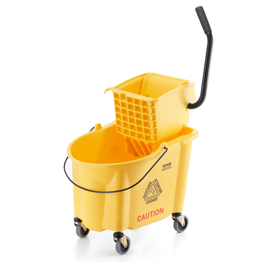 VEVOR Mop Bucket with Wringer Commercial Mop Bucket with Side Press Wringer for Professional Industrial Business Floor Cleaning