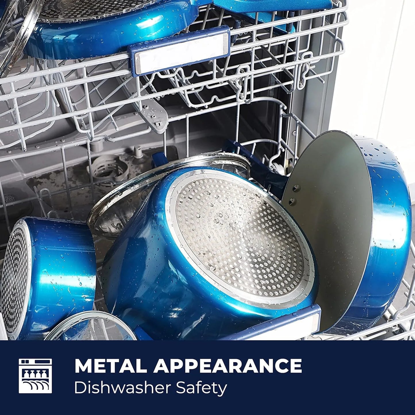 10 Pcs Pots and Pans Sets, Nonstick Cookware Set, Chemical-Free Kitchen Cooking, Stone-Derived Coating, Saucepan, Stock Pot.