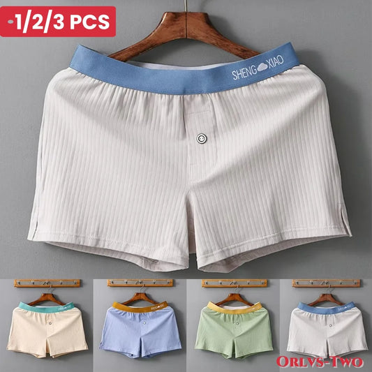 Sexy Men Cotton Boxer Briefs Pouch Shorts Trunks Underpants Panties Mesh Summer Home Shorts Men's Sports Fitness Boxers Shorts