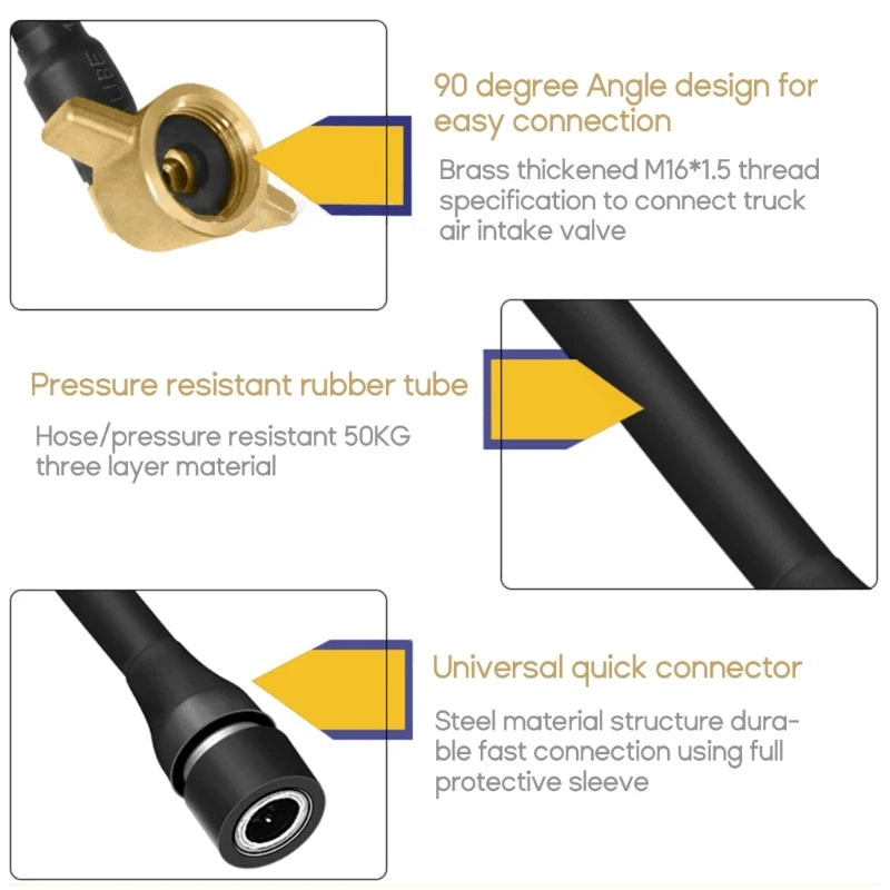 20cm Heavy Duty Truck Air Tank Air Intake Connector Rubber Connecting Pipe with SP20 Thread for Truck Trailer Air Tank Durable