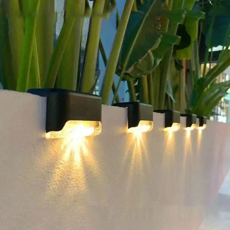 4PCS Solar LED Wall Light for Deck Step Railing Patio Stair Yard Garden Flower Bed Holiday Decoration Solar Deck Light Outdoor