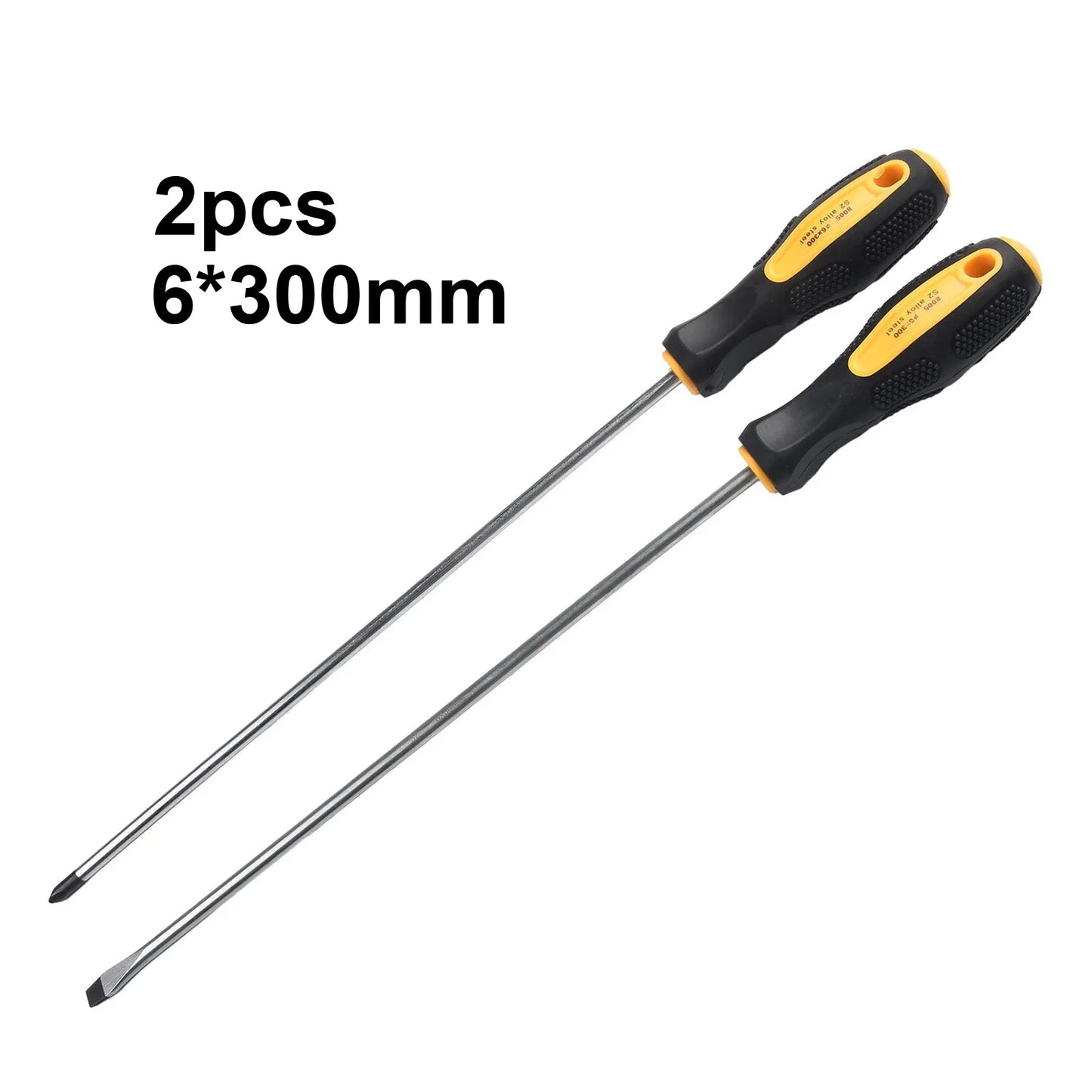 1/2pcs Extended Screwdriver Alloy Steel 12Inch Long Slotted Cross Screwdriver Magnetic Screwdriver With Rubber Handle