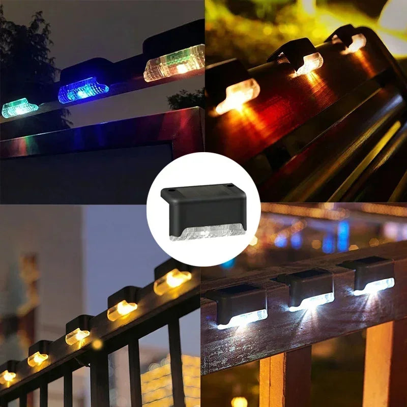 4PCS Solar LED Wall Light for Deck Step Railing Patio Stair Yard Garden Flower Bed Holiday Decoration Solar Deck Light Outdoor