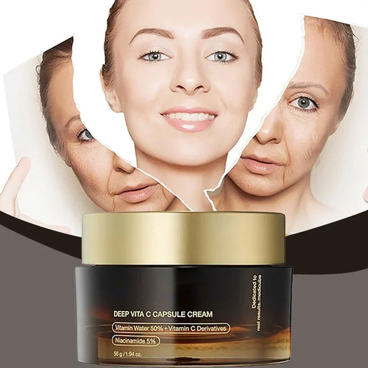 Deep Vita C Capsule Cream,Collagen Niacinamide Vitamin C Face Moisturizer Anti Wrinkle Gel,Firming Repairing Skin Care,Fade Spot
