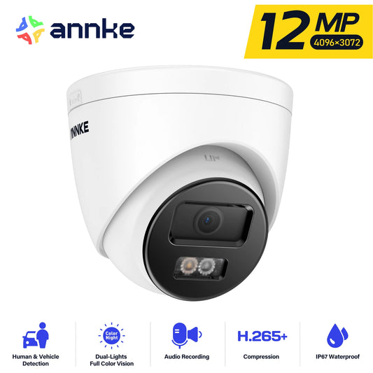 ANNKE 12MP Smart Dual Light Turret network Camera 2.8mm lens Motion detection 2.0 Built-in microphone Waterproof Smart Home