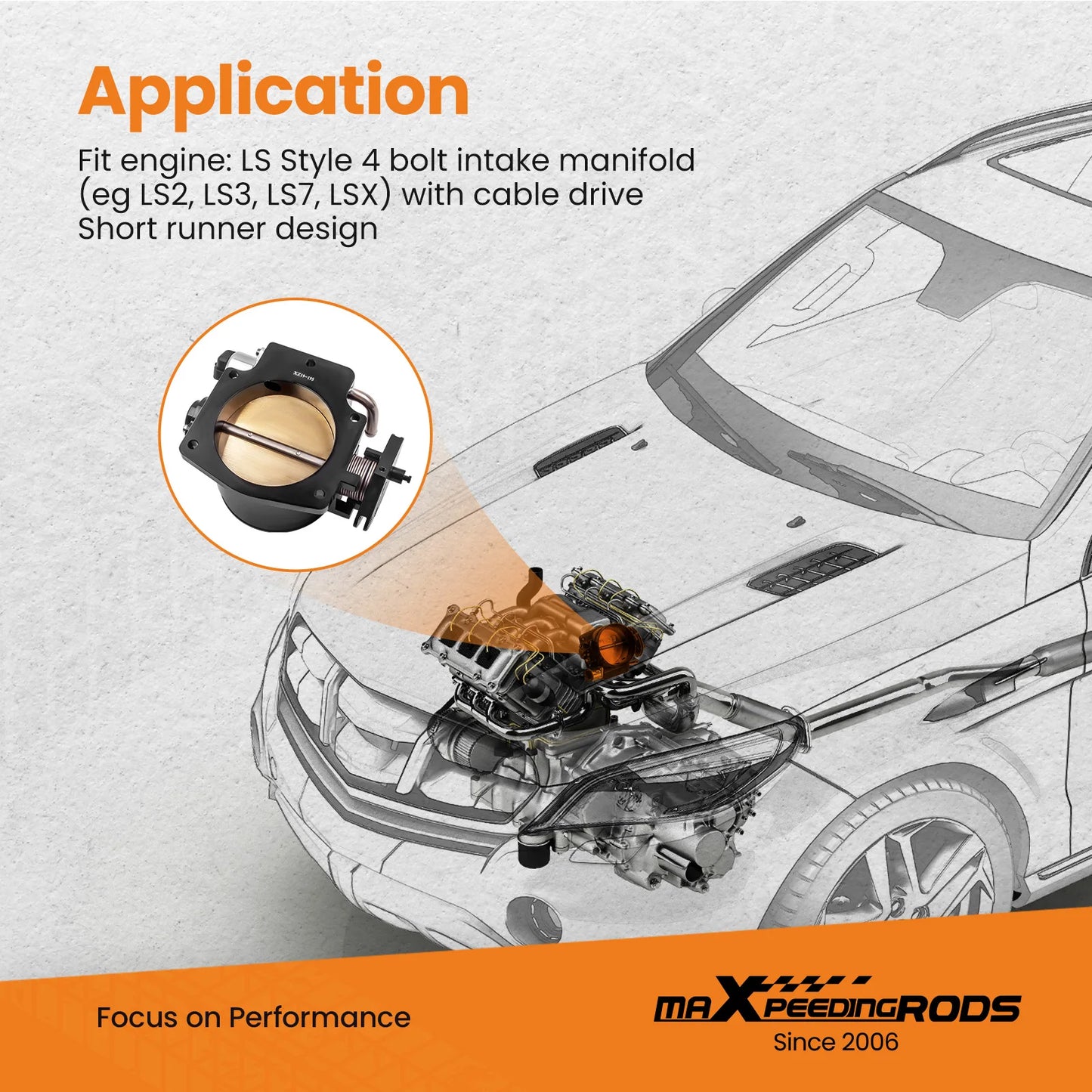 92mm Throttle Body + TPS IAC Throttle Position Sensor Idle Air Control for engine: LS Style 4 bolt intake manifold