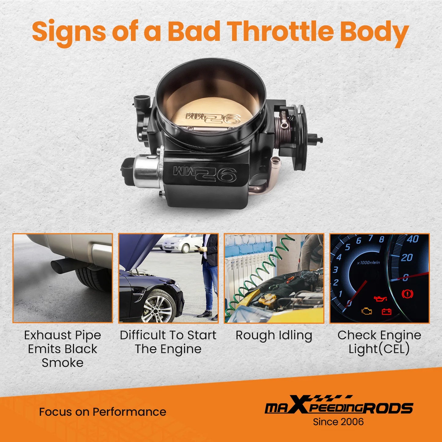 92mm Throttle Body + TPS IAC Throttle Position Sensor Idle Air Control for engine: LS Style 4 bolt intake manifold