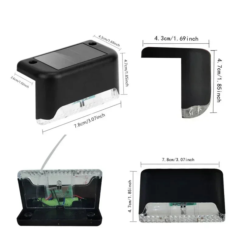 4PCS Solar LED Wall Light for Deck Step Railing Patio Stair Yard Garden Flower Bed Holiday Decoration Solar Deck Light Outdoor