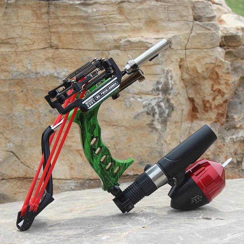4-Color Fish Shooting Laser Fishing Metal Slingshot Outdoor Hunting Dart Shooting Slingshot Rubber Band Reel Gloves Package