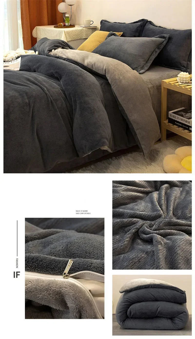 1pcs Duvet Cover Winter Warm Double Twin Queen King Quilt Cover Blanket Flannel Comforter Case Flannel Duvet Covers Bedding