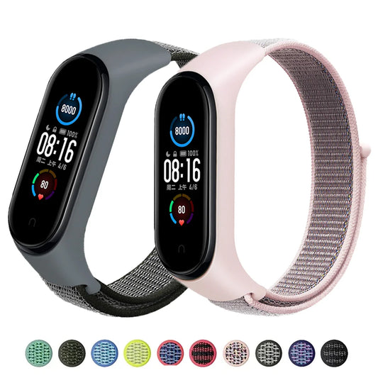 Bracelet for mi band 6 7 Strap Nylon Sport loop watch pulsera correa Bracelet Miband 5 Wristband for xiaomi Mi band 4 3 5 strap